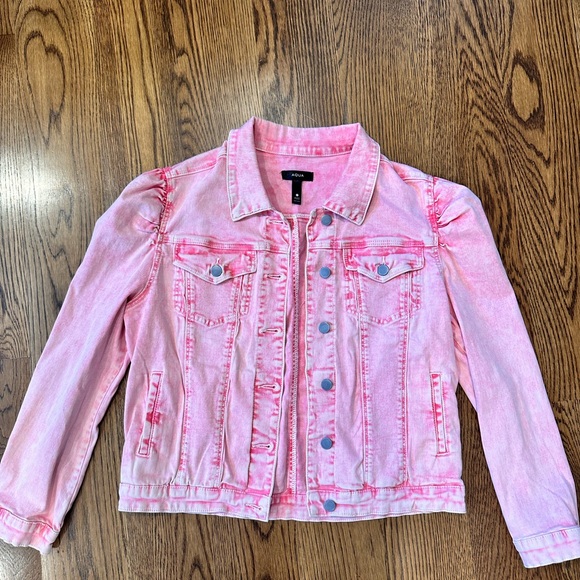 Aqua Jackets & Blazers - Aqua Pink Jean Jacket Cropped Denim